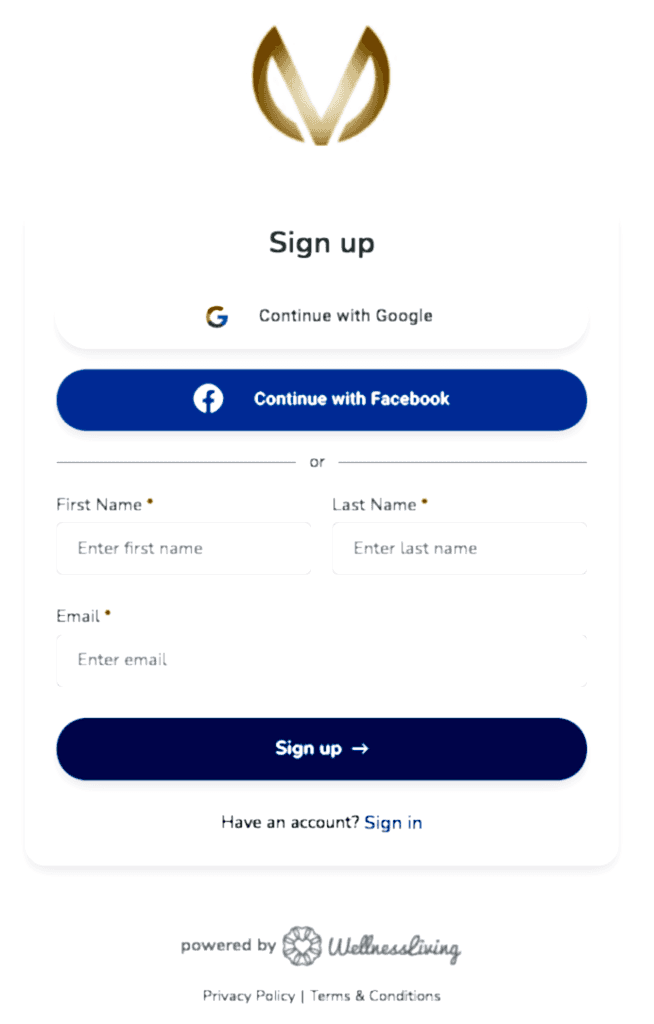 Wellness Living Sign Up Capture